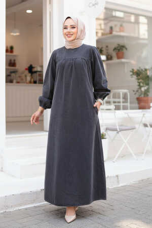 Antrasit Tesettür Kot Elbise 19148ANT 