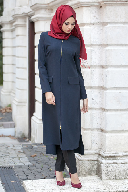Aramis - Navy Blue Hijab Coat 612L