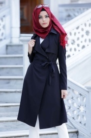 Aramiss - Black Hijab Coat 7046S - Thumbnail
