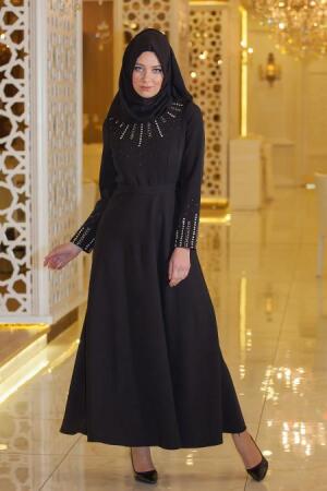 Aramiss - Black Hijab Dress 1769S - 1