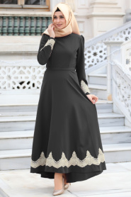 Aramiss - Black Hijab Dress 4744S - Thumbnail