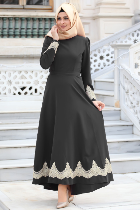 Aramiss - Black Hijab Dress 4744S