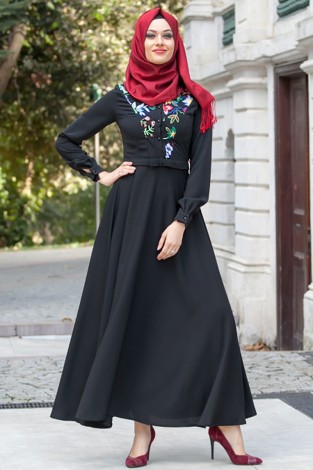 Aramiss - Black Hijab Dress 8013S