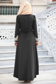 Aramiss - Dantel Detaylı Siyah Elbise 4744S - Thumbnail