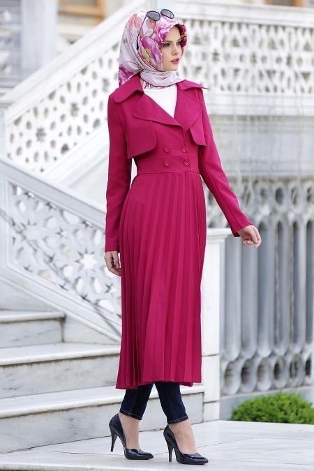 Aramiss - Fuchsia Hijab Coat 7060F