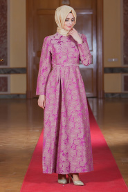 Aramiss - Fuchsia Hijab Dress 1700F - Thumbnail