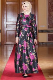 Aramiss - Fuchsia Hijab Dress 1704-01F - Thumbnail