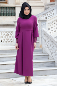 Aramiss - Fuchsia Hijab Dress 1705F - Thumbnail