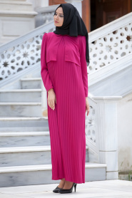 Aramiss - Fuchsia Hijab Dress 8008F - Thumbnail