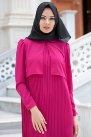 Aramiss - Fuchsia Hijab Dress 8008F - Thumbnail