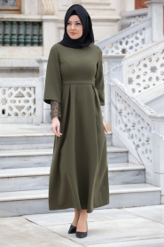 Aramiss - Khaki Hijab Dress 1705HK - Thumbnail