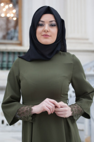 Aramiss - Khaki Hijab Dress 1705HK - Thumbnail
