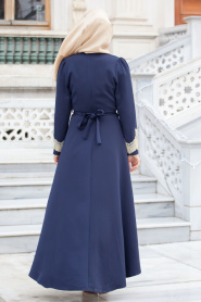 Aramiss - Navy Blue Hijab Dress 4744L - Thumbnail