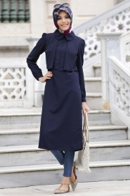 Aramiss - Navy Blue Hijab Tunic 808L - Thumbnail