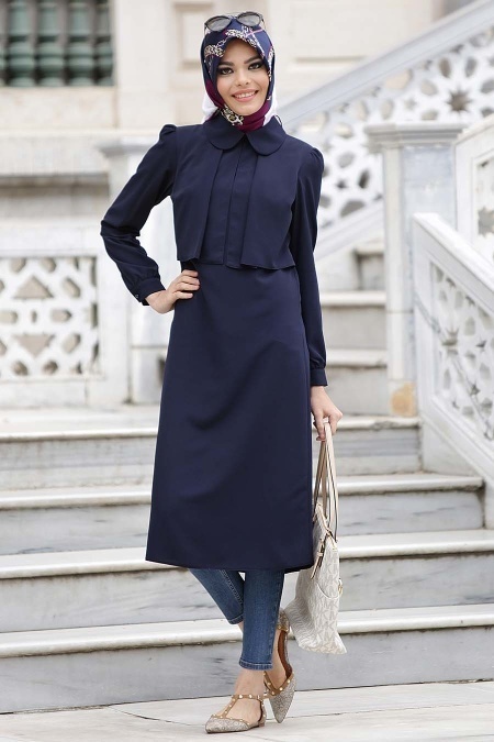 Aramiss - Navy Blue Hijab Tunic 808L