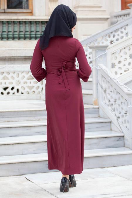 Aramiss - Plum Color Hijab Dress 1705MU - 3