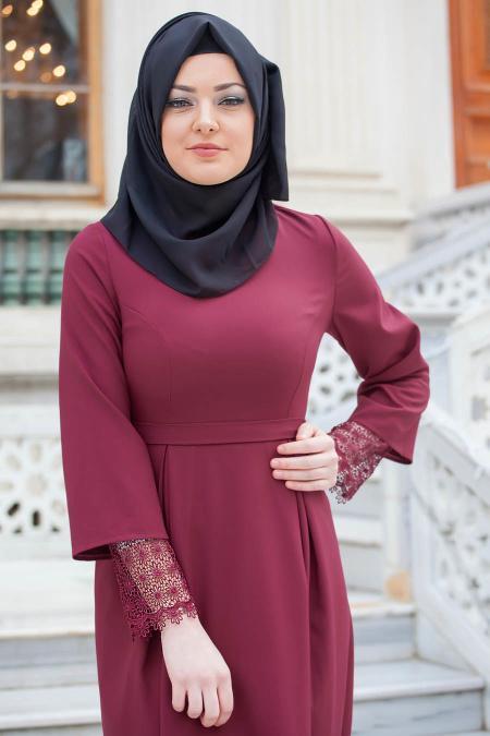 Aramiss - Plum Color Hijab Dress 1705MU - 2