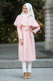 Aramiss - Powder Pink Hijab Coat 7042PD - Thumbnail