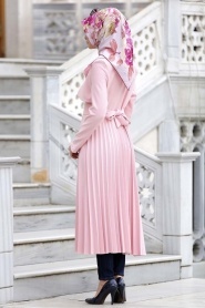 Aramiss - Powder Pink Hijab Coat 7060PD - Thumbnail