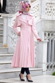 Aramiss - Powder Pink Hijab Coat 7060PD - Thumbnail
