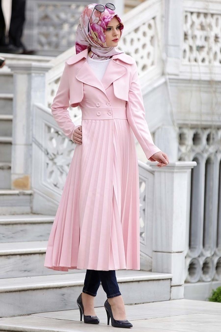 Aramiss - Powder Pink Hijab Coat 7060PD