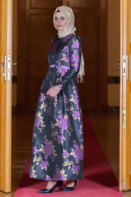 Aramiss - Purple Hijab Dress 1704-01MOR - Thumbnail