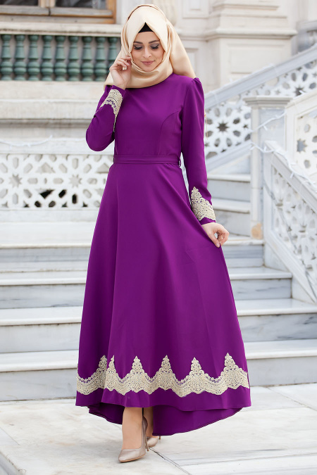 Aramiss - Purple Hijab Dress 4744MOR