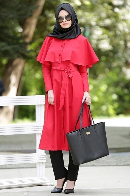 Aramiss - Red Hijab Coat 7042K - 2