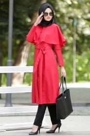 Aramiss - Red Hijab Coat 7042K - Thumbnail