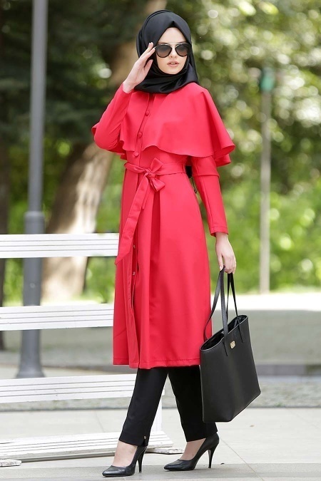 Aramiss - Red Hijab Coat 7042K