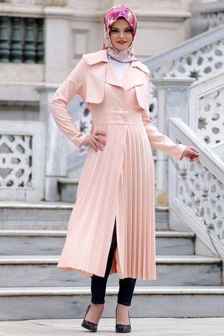 Aramiss - Salmon Pink Hijab Coat 7060SMN