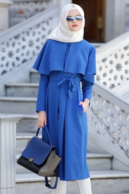 Aramiss - Sax Blue Hijab Coat 7042SX
