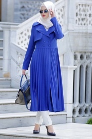 Aramiss - Sax Blue Hijab Coat 7060SX - Thumbnail