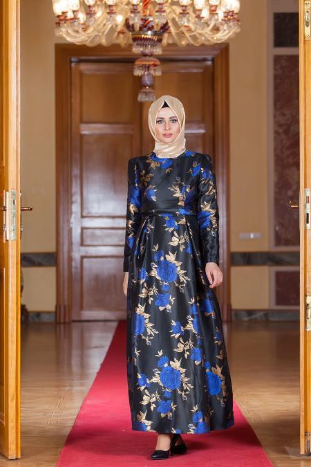 Aramiss - Sax Blue Hijab Dress 1704-01SX - 2