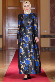 Aramiss - Sax Blue Hijab Dress 1704-01SX - Thumbnail