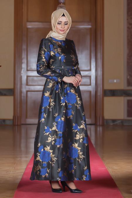 Aramiss - Sax Blue Hijab Dress 1704-01SX - 3