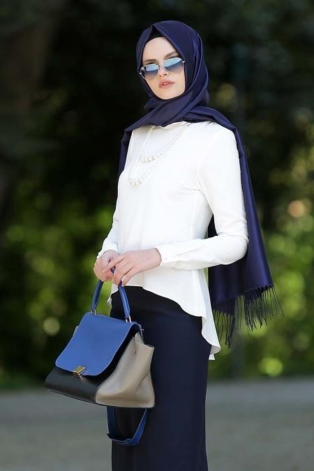 Aramiss - White Hijab Blouse 802B - 2