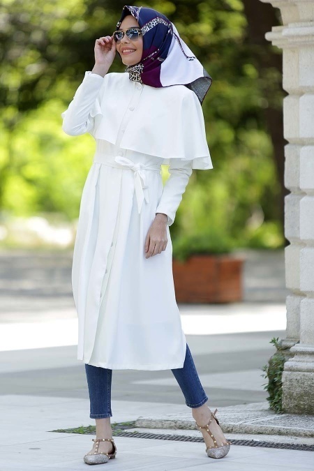 Aramiss - White Hijab Coat 7042B