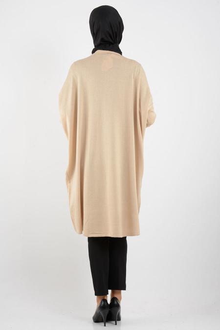 Arkası Uzun Bej Triko Tunik 3556BEJ - 3