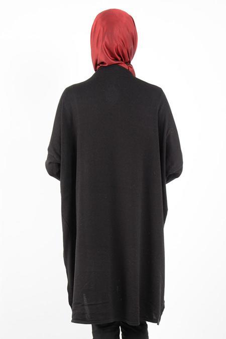 Arkası Uzun Siyah Triko Tunik 3556S - 3