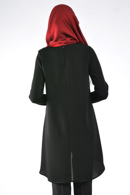 Arkası Uzun Siyah Tunik - 3