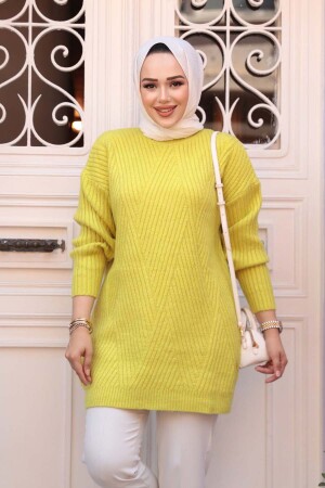 Asidik Sarı Tesettür Triko Kazak Tunik 7852ASR - NEVA STYLE