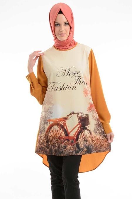 Aşiyan - Bike Printed Mustard Tunic