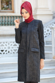 Asiyan - Black Hijab Coat 2262S - Thumbnail
