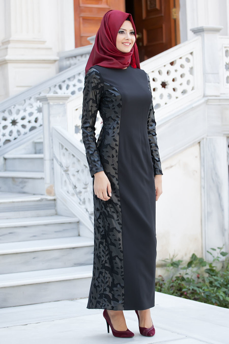 Asiyan - Black Hijab Dress 7035S