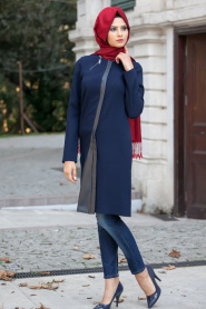 Asiyan - Navy Blue Hijab Coat 2175L - Thumbnail