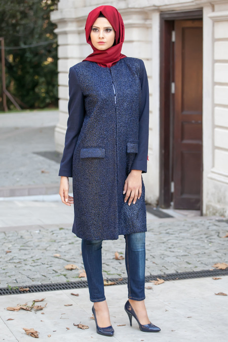 Asiyan - Navy Blue Hijab Coat 2262L