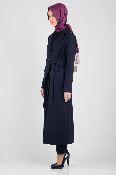 Asiyan - Navy Blue Hijab Coat 9000L - 2