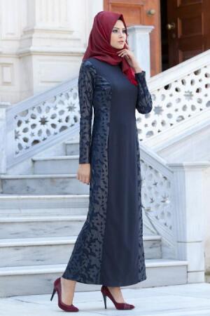 Asiyan - Navy Blue Hijab Dress 7035L - 1