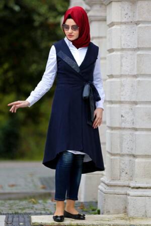 Asiyan - Navy Blue Hijab Vest 2186L - 1